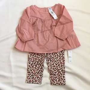 Pink leopard pant and blouse set